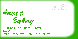 anett babay business card